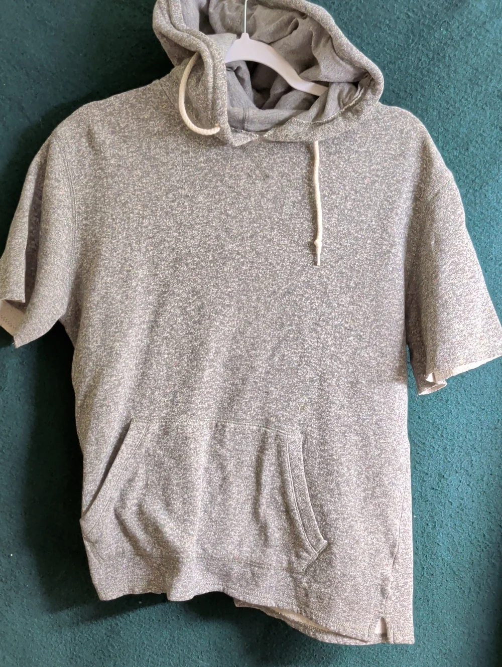 BDG Short-Sleeve Hoodie in Heather Gray